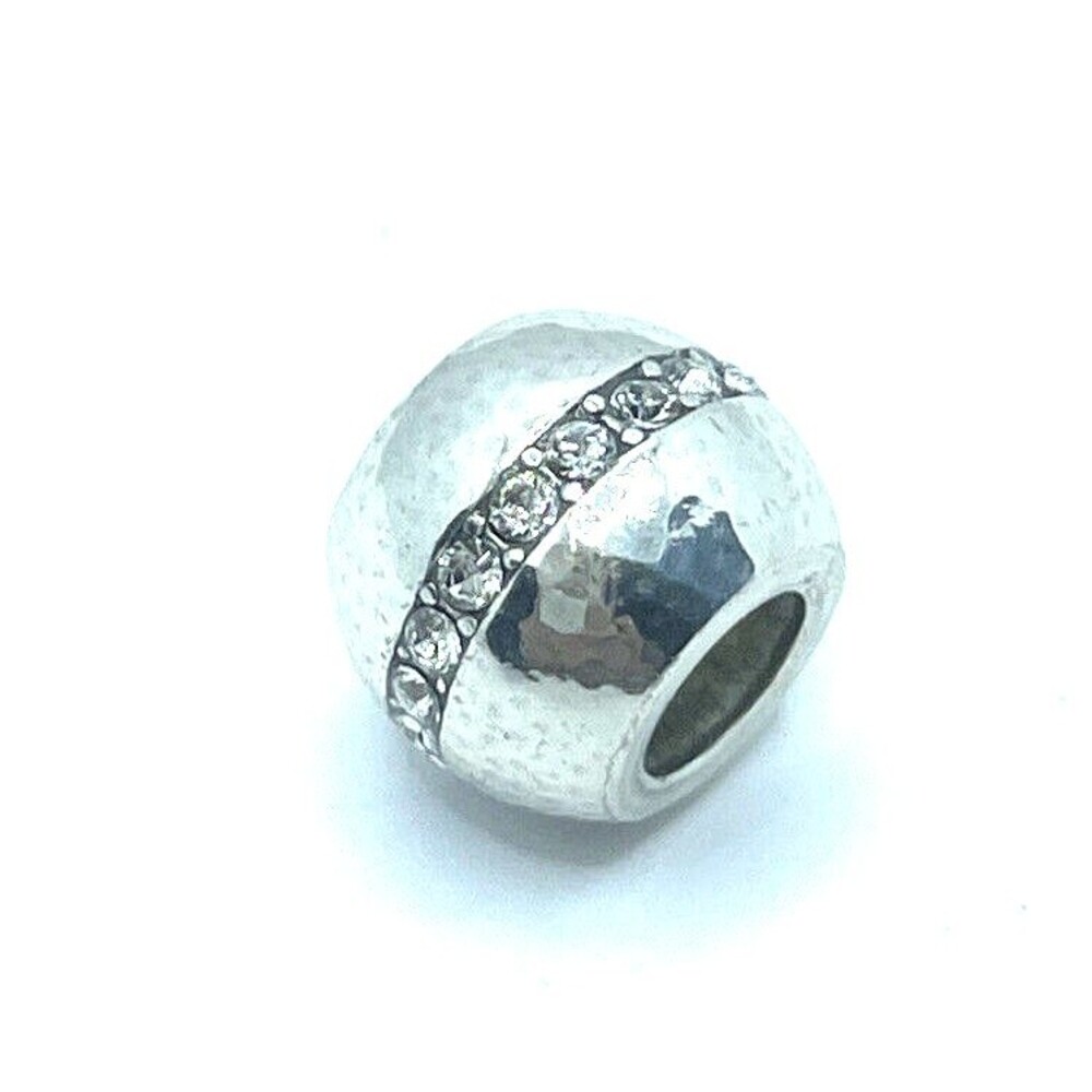 Brighton Glimmer Row of Crystals Hammered Silver Spacer Bead